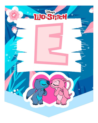 Set Globos+ Banderin+ Toppers Lilo Y Stitch Feliz Cumpleaños Azul Stitch