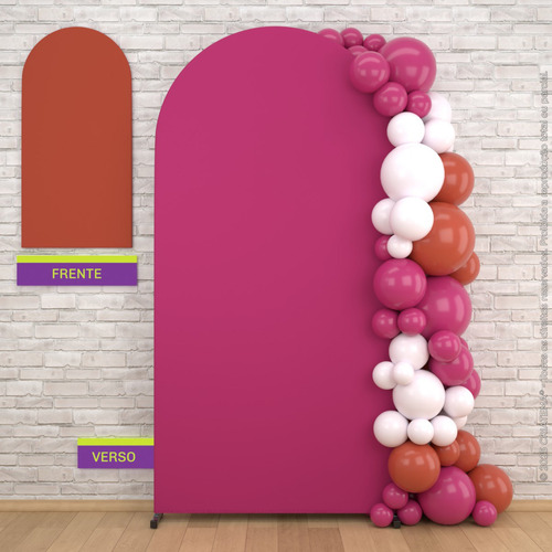 Capa Painel Romano Dupla Face Laranja/pink Liso 2x1m Veste Fácil Tecido Sublimado Decorativo Duas Cores