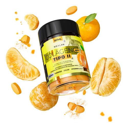 Colágeno Tipo 2 Uc-ii®, Vitamina C E Magnésio Tangerina