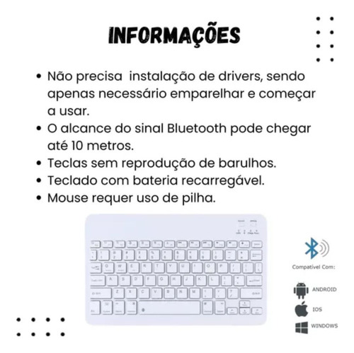 Teclado Sem Fio Laranja & Branco - Conectividade Bluetooth