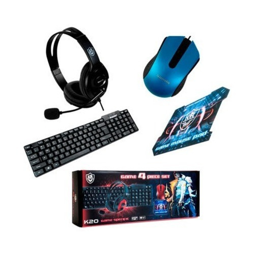 Combo Gamer 4en1  K20 Teclado + Mouse + Audífonos + Mouse 