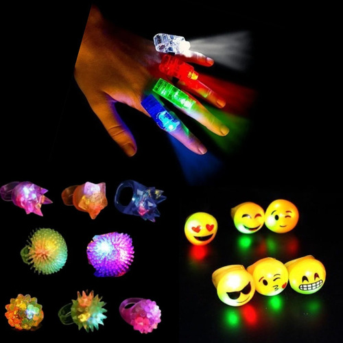 Imagen 1 de 10 de Combo Anillos Surtidos X 25 Luminosos Led Surtidos Cotillon