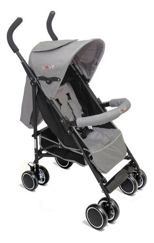 Cochecito Paraguita Bebe Love 1257 Plegable Manijas Fijas Color Gris