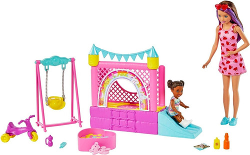 Barbie Skipper Niñera Con Casa Inflable Y Muñeca Niña