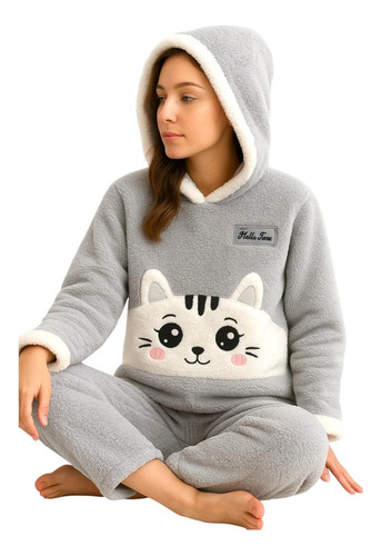 Pijama Polar Gruesa Inverno Comodidad Y Calidez Mujer