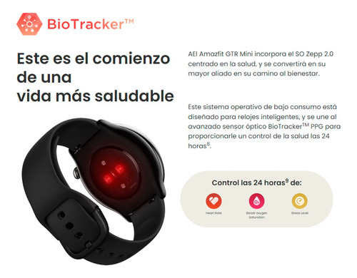 Reloj Inteligente Amazfit Gtr Mini Smartwatch 1.28´´ Gps Color De La Caja Negro Color De La Malla Negro