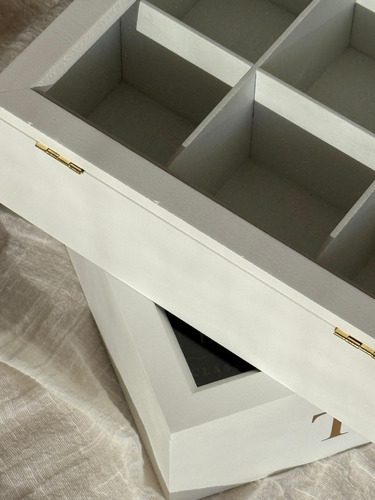 Caja De Te 6 Divisiones - Organizador Saquitos Blanco