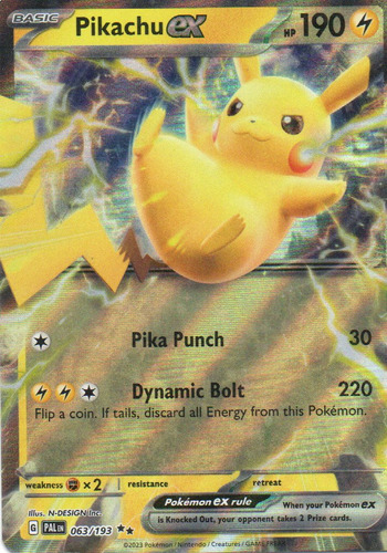 Pikachu Ex Carta Poke Pal En 063 Double Rare