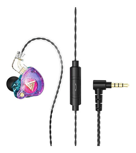 Auriculares Qkz Ak6 Pro Mic Inear Stage Return y funda de color violeta