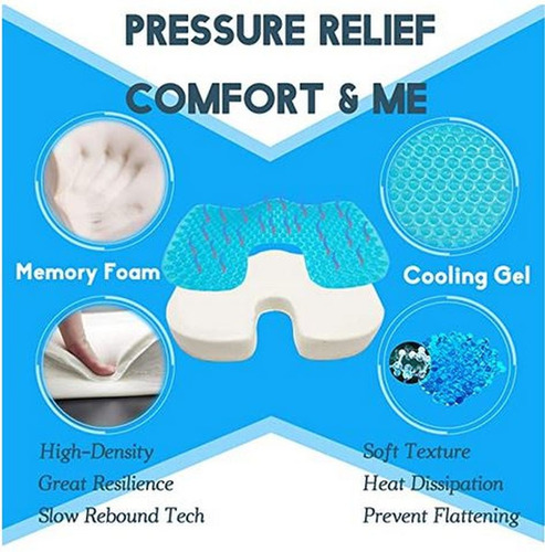 Imagen 9 de 10 de Cojin Ortopedico Asiento Memory Foam Y Gel Hemorroides Coxis