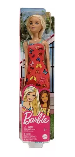 Boneca Barbie Fashion Básica Vestido Borboletas Mattel : :  Brinquedos e Jogos