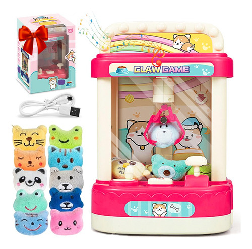 Máquina De Garras Con Peluches Luz Sonido Usb Para Niños