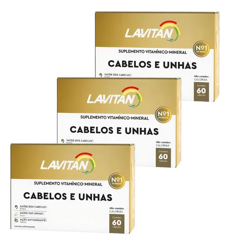 Lavitan Vitamina Para Cabelos E Unhas Com 60 Cápsulas / kit com 3...