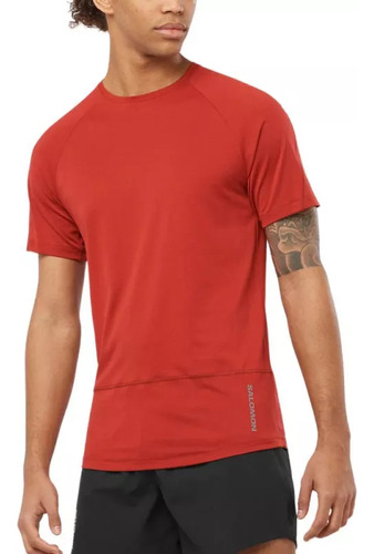 Playera Running Salomon Cross Run Rojo Hombre Lc2138800