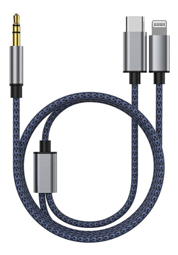 Cable De Audio Auxiliar Para iPhone, 2 En 1 Usb C & Lightni