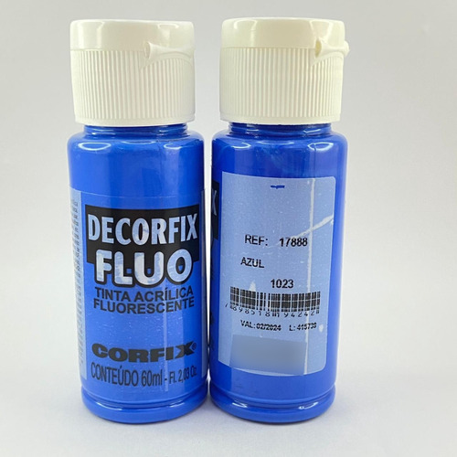 Tinta Acrilica Fluorescente Decorfix Fluo 60ml Cor Azul 1023
