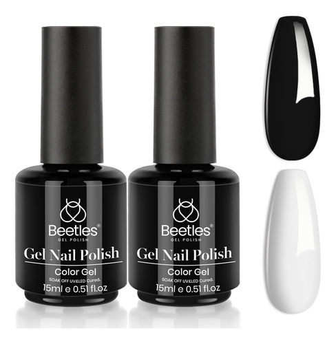 Juego De Esmalte De Uñas En Gel Blanco Y Negro