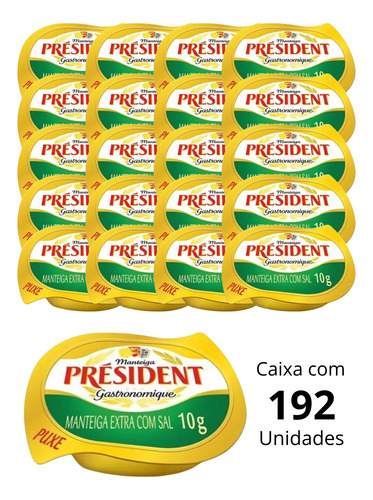 Manteiga Extra Com Sal President 15g - Caixa/c 192 Un