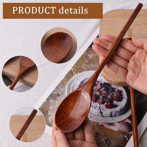 Hansgo 6pcs De Mango De Largo Cucharas De Madera, Cucharadas