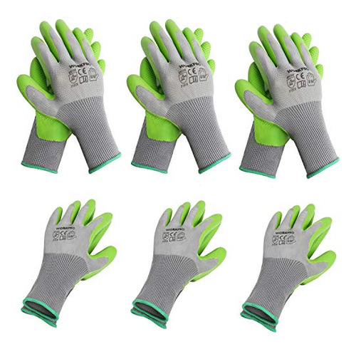 6 Pairs Garden Gloves, Work Glove With Eco Latex Palm C...