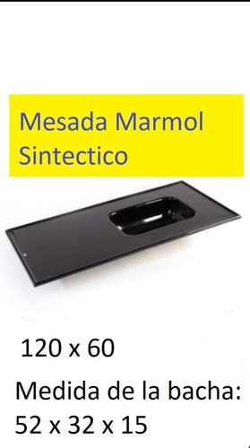 Mesada Marmol Sintetico 120 X 60 Con Bacha Integral 