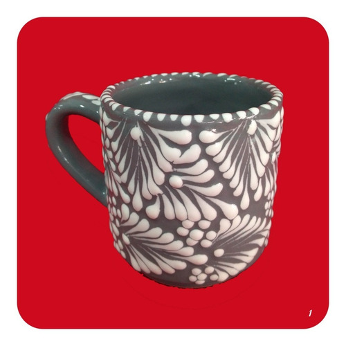 Imagen 5 de 5 de 3 Tarritos De Talavera Poblana Gris Plumeado Blanco 300 Ml