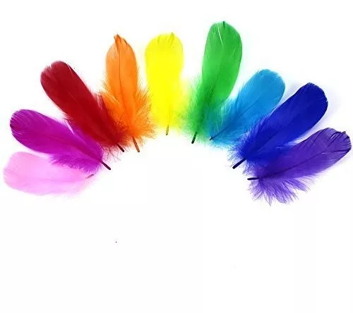 HaiMay 1000 plumas coloridas para manualidades, bodas, decoración de fiesta  en el hogar, 3-5 pulgadas, 10 colores, plumas para manualidades
