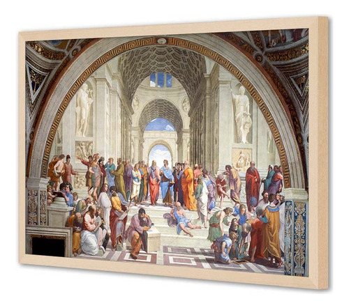 Cuadro Canvas Con Marco Escuela De Atenas Rafael 51x80 M Y C