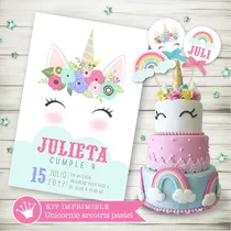 Comprar Kit Imprimible Unicornio Arcoiris Candybar Invitación 5