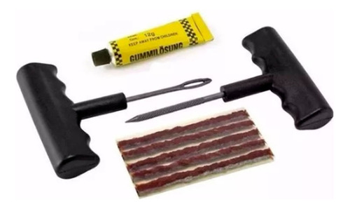 Kit Reparo Pneu Profissional Remendo Sem Camara Carros Motos