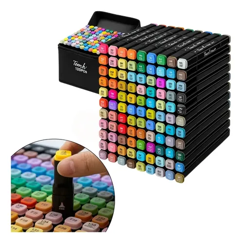 Canetinhas Conjunto 120 Cores Ponta Dupla + Bolsa - Touch
