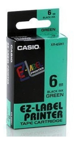 Fita Rotuladora Casio Xr-6gn1 6mm Preto No Verde