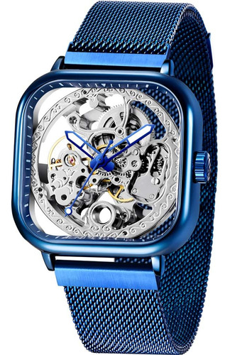 Tiong Relojes Azules Para Hombre Reloj De Pulsera Mecánico A