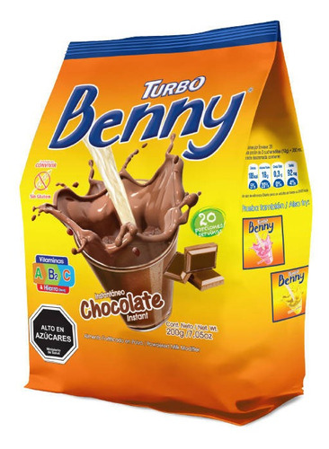 Saborizante Leche Sin Gluten Turbo Benny Chocolate 200 Gr