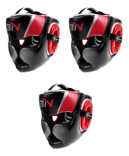 3 Count Boxing Headprotect, Pu Leather Mma Headgear,