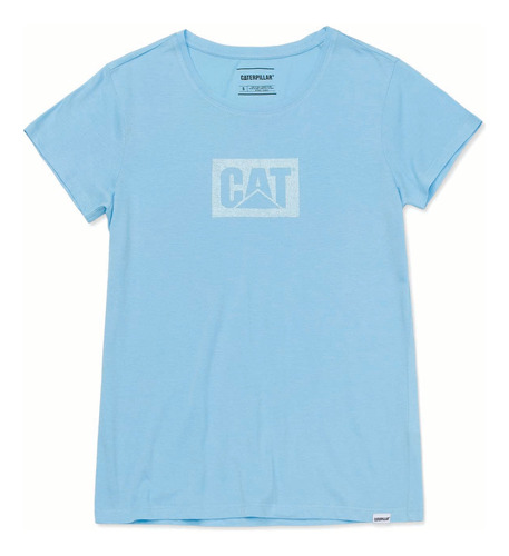 Remera Caterpillar Metallic Cat Logo Te Sky Blue Metal Dama