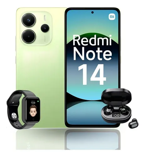 Fone + Relógio + Xiaomi Redmi Note 14 256gb 8gb Ram 2025 Cor Verde