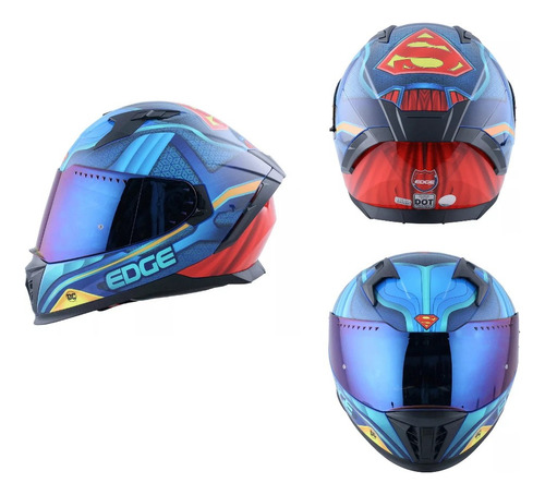 Casco Cerrado Edge Dc Superman Certificado Motos.shop