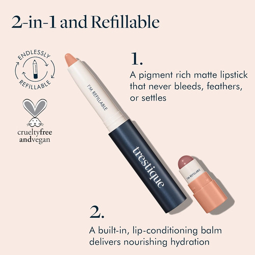 Tre'stique Lápiz Labial Mate, Lápiz Labial Mate Con Bálsamo