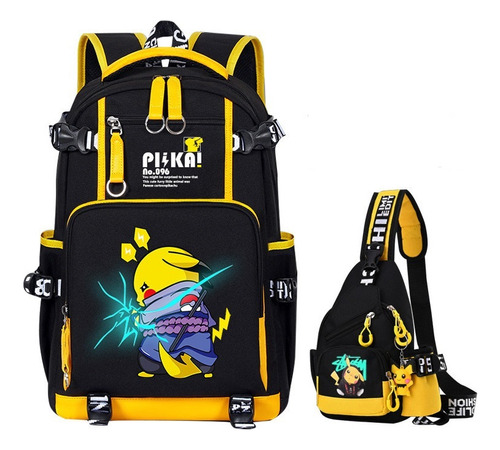 Conjunto De Duas Peças, Luminous Pikachu Student Backpack