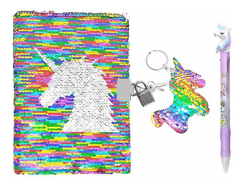 Qearfun Diario De Lentejuelas De Unicornio Con Bolígrafo, Di