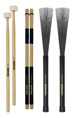 Kit Baquetas Roods Rd 161, Feltro Lf S, Vassourinhas Va 184 Cor Palha Tamanho 5a