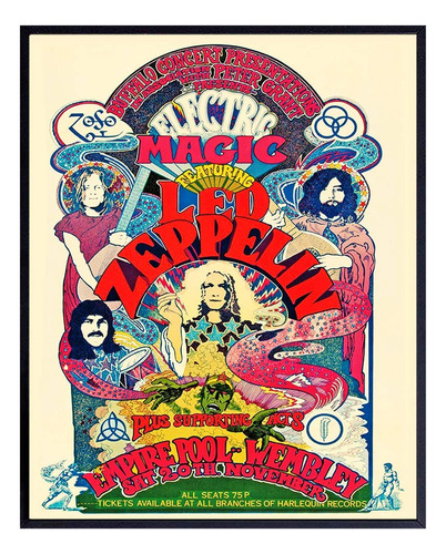 Póster De Led Zeppelin  8x10 Decoración Psicodélica ...