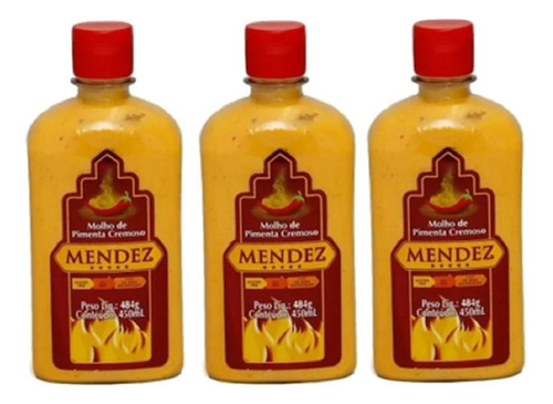 Kit Molho Pimenta Mendez 450ml 03 Cremosa - Sem Glúten