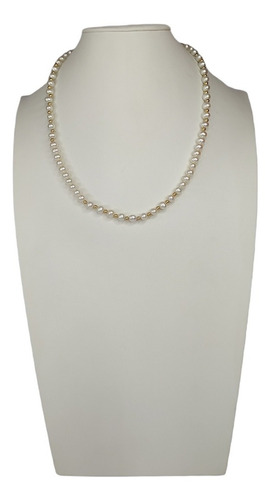 Collar Perla Con 3 Secciones De Bolas Oro 14 K + Obsequio