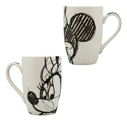 Taza Porcelana Set 2 Pz 480ml Minnie Y Mickey