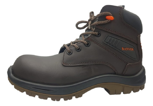 Zapato De Seguridad Banver Modelo Dl Color Café-naranja Pp+d