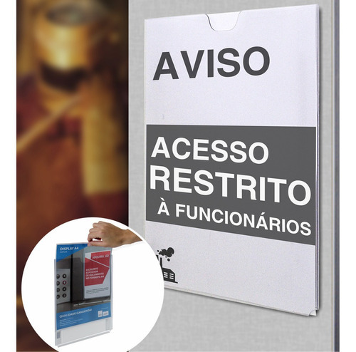 Quadro De Aviso Display Parede Porta Folha A4 - 5 Und