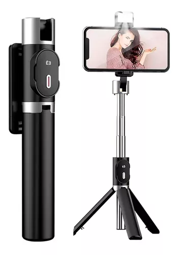 Palo selfie estabilizador trípode Bluetooth 3 en 1 con luz de