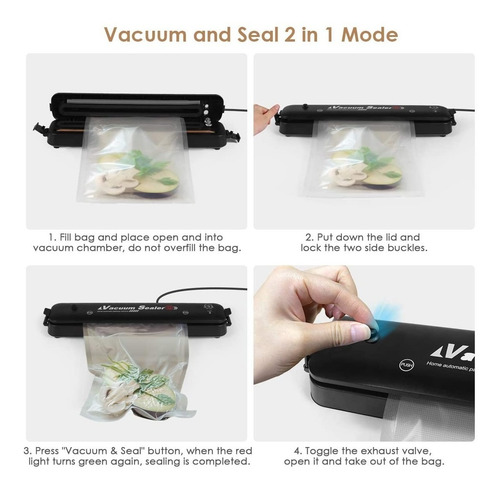 Imagen 7 de 8 de Maquina Sellador Bolsa Vacio Preserva Alimento Portatil